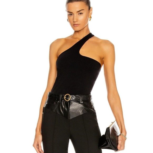 Helmut Lang Seamless One-Shoulder Cut Out Tank Top Black Size M/L - Picture 1 of 8
